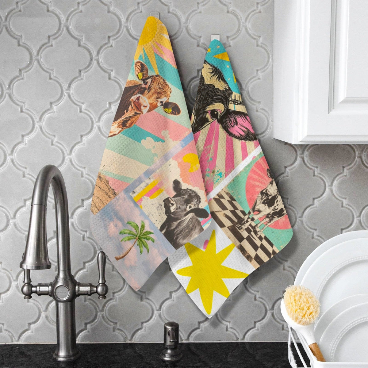 Baha Ranch Set of 2 For The love of cows Kitchen Towels Made in America