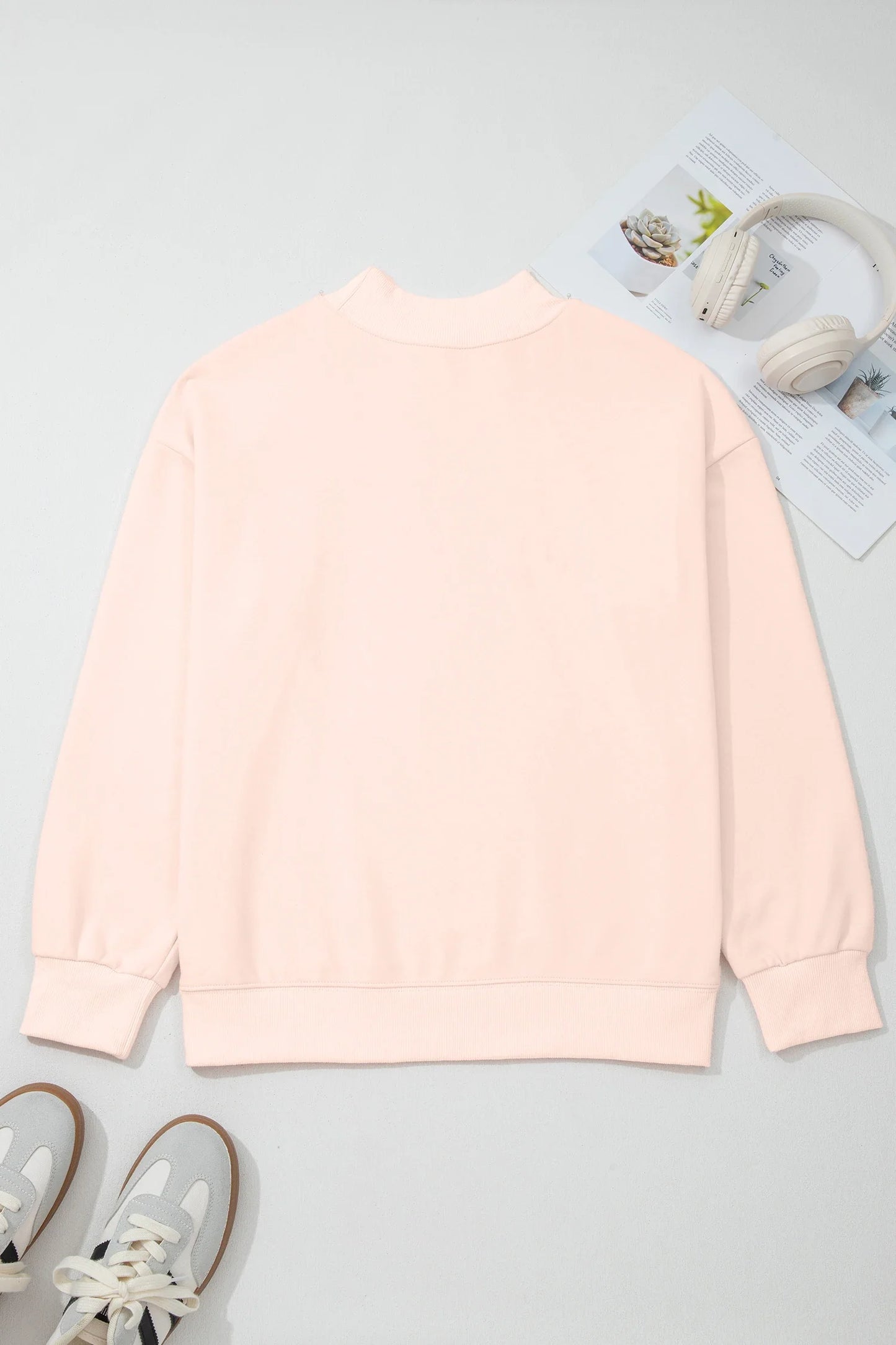 Solid Oversize Mock Neck Sweatshirt