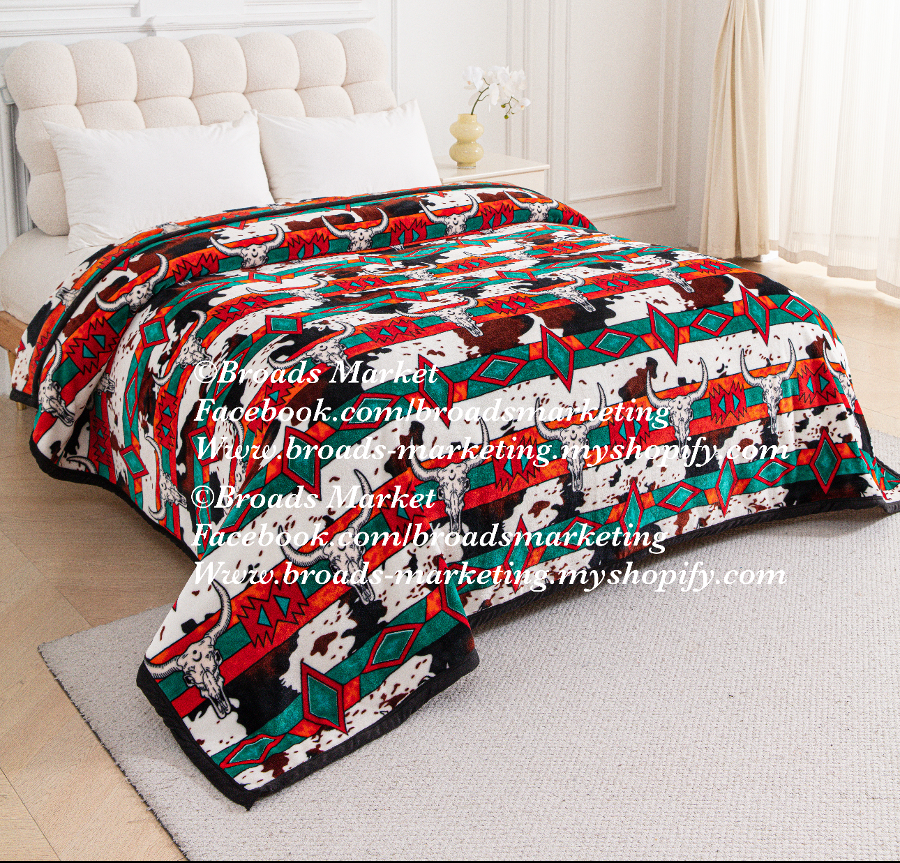 Nick Red Green & Cowskull Super Plush Blanket