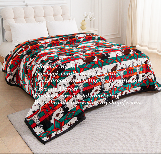 Nick Red Green & Cowskull Super Plush Blanket