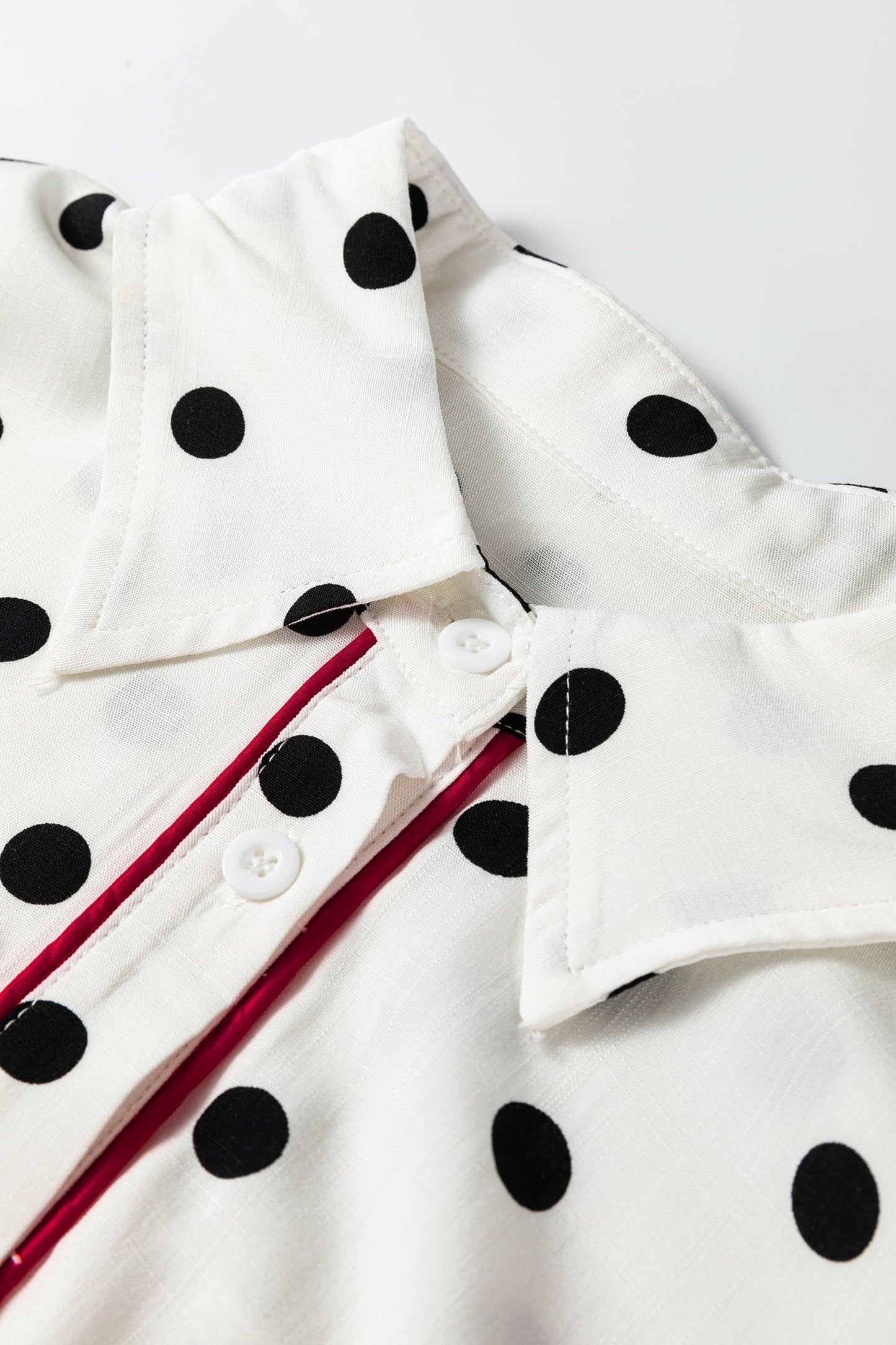 Polka Dot Collared Long Sleeve Buttoned Shirt