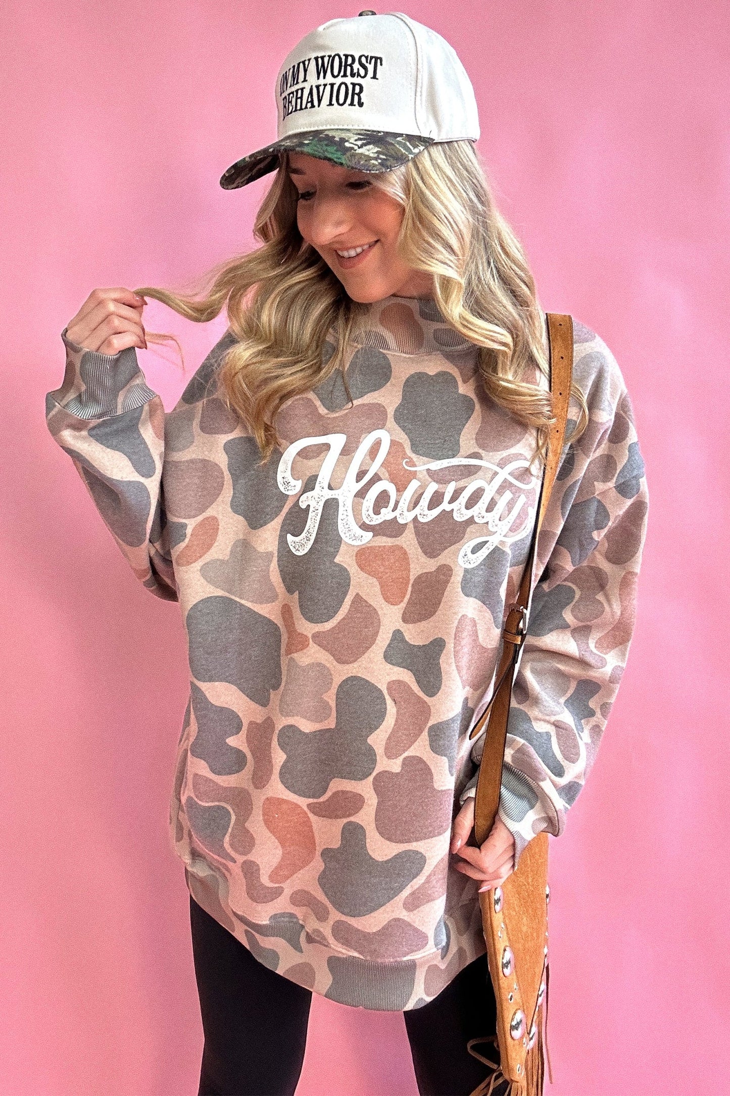 Western Howdy Camo Baggy Pullover Sweatshirt