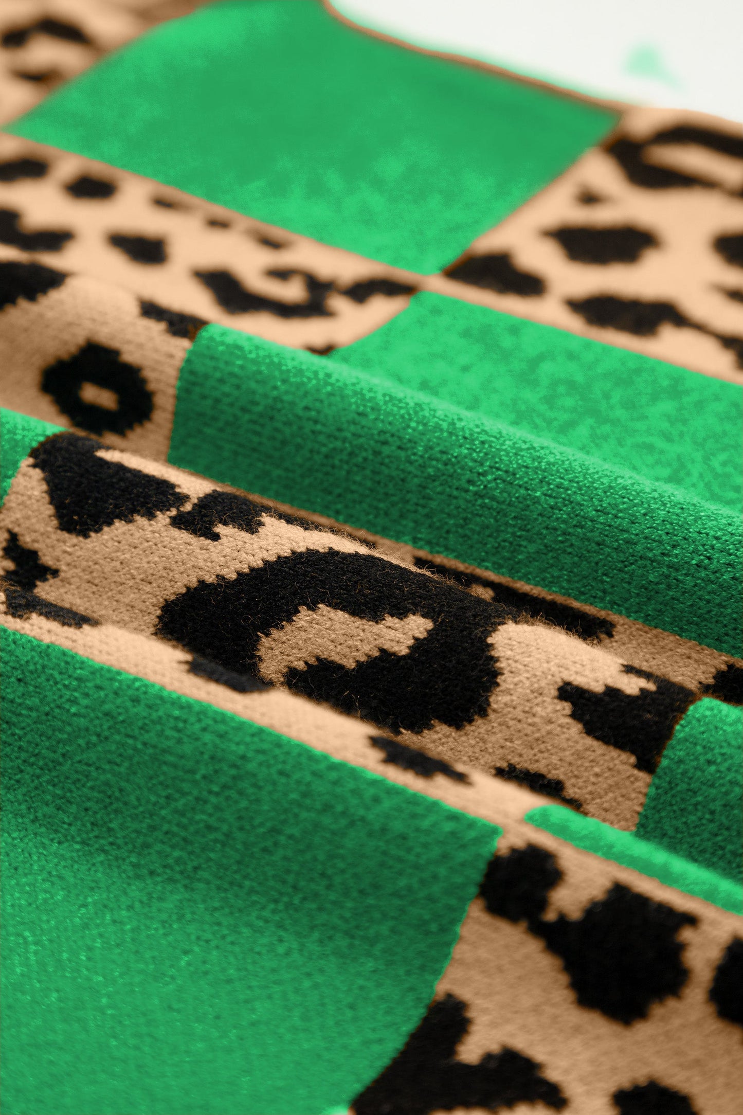 Leopard Checker Short Sleeve Knit Sweater