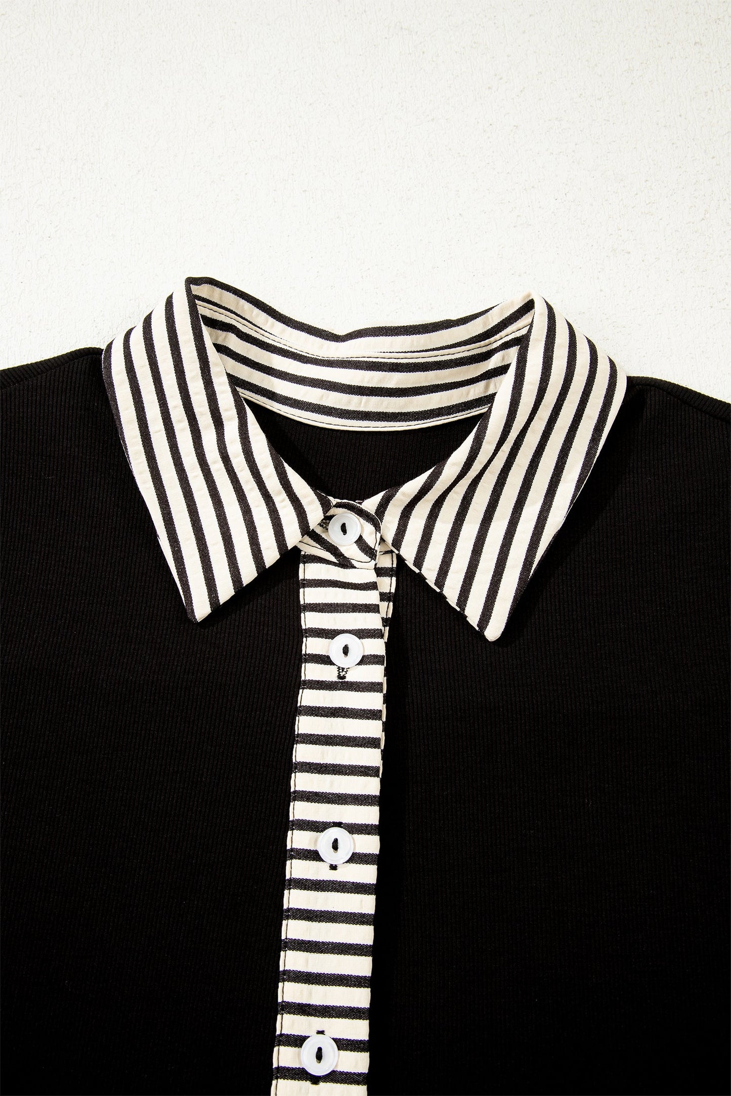 Stripe Polo Collar Tied Short Sleeve Mini Dress