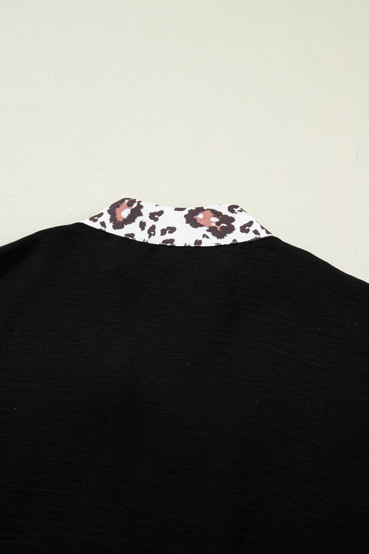 Leopard Patchwork Dolman Sleeve V-Neck Blouse