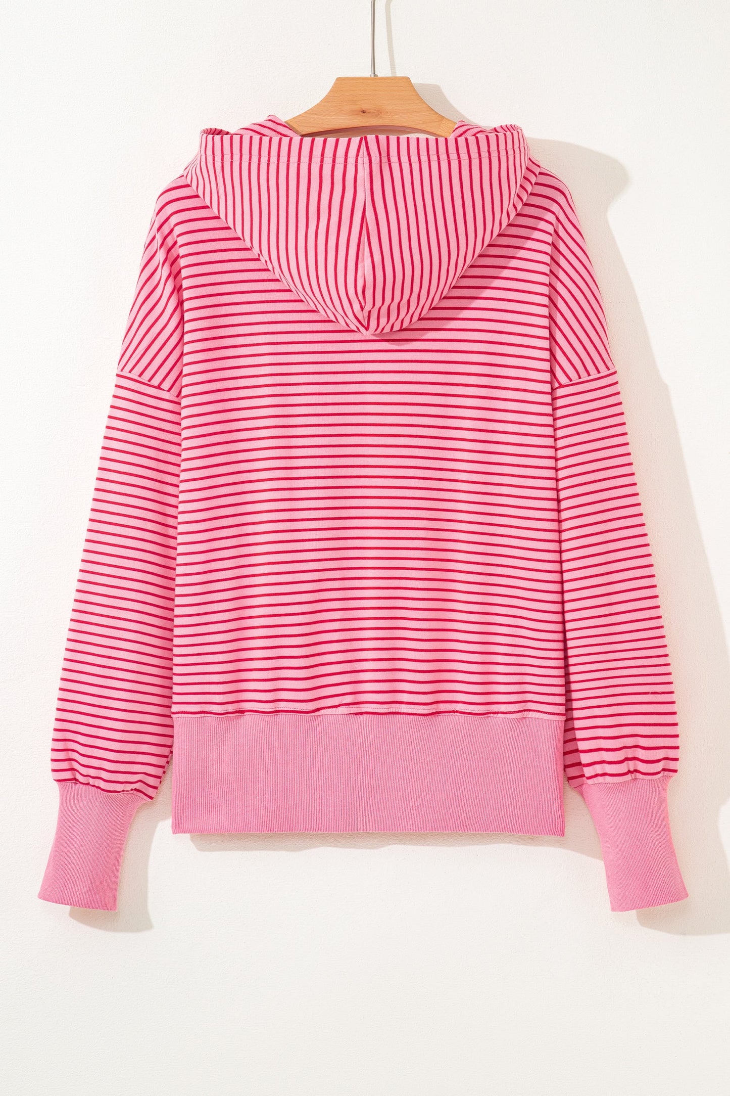 Stripe Thumbhole Side Slit Drop Shoulder Hoodie