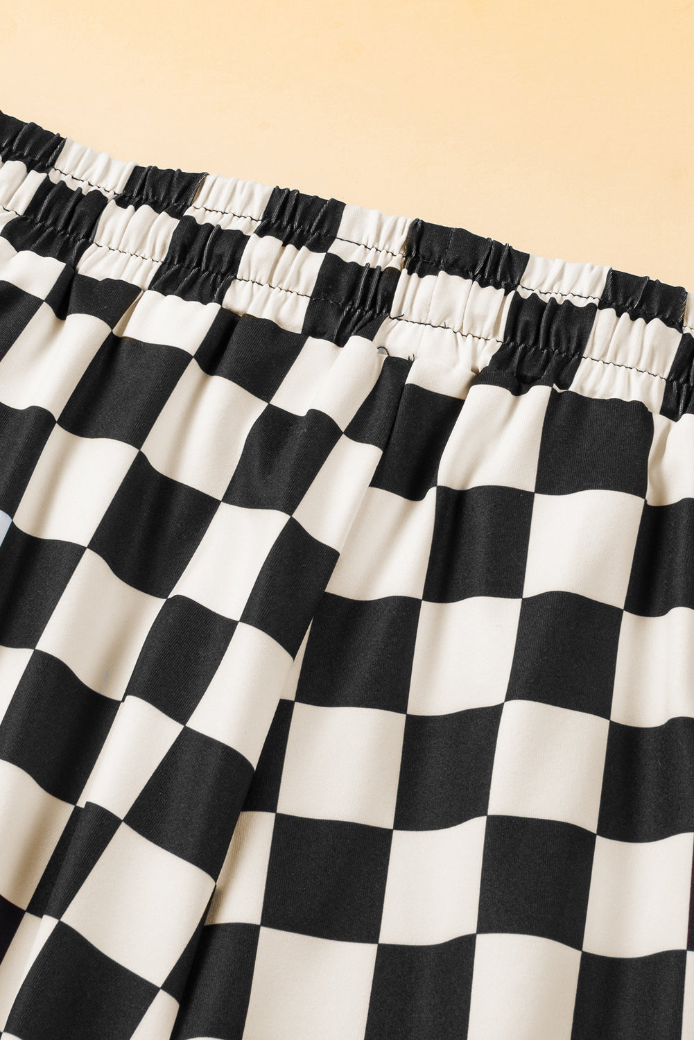 Checker Drawstring Elastic Waist Shorts