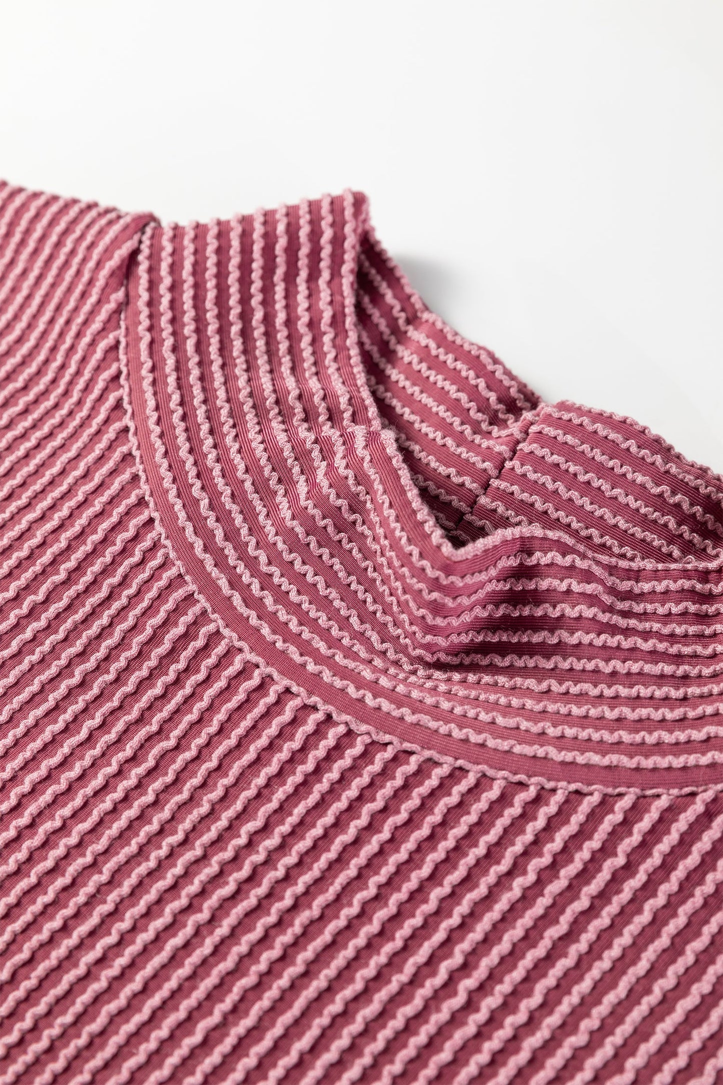 Corded Knit Mock Neck Tee and Pant Set