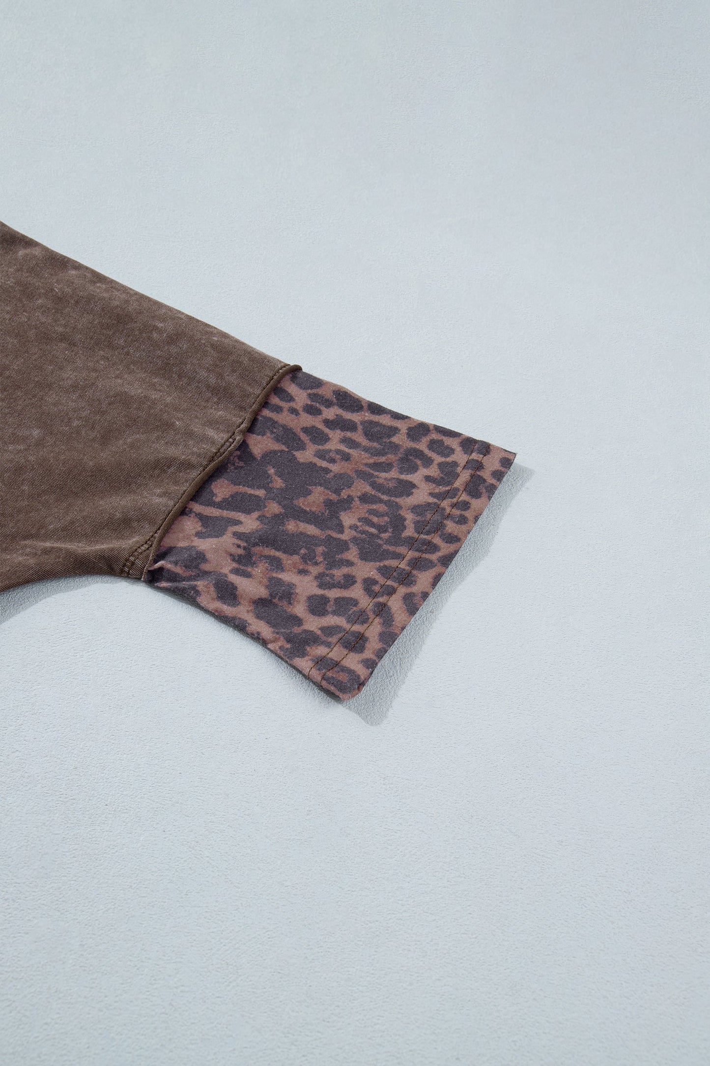 Leopard Star Patched Mineral Wash Exposed Seam T-Shirt