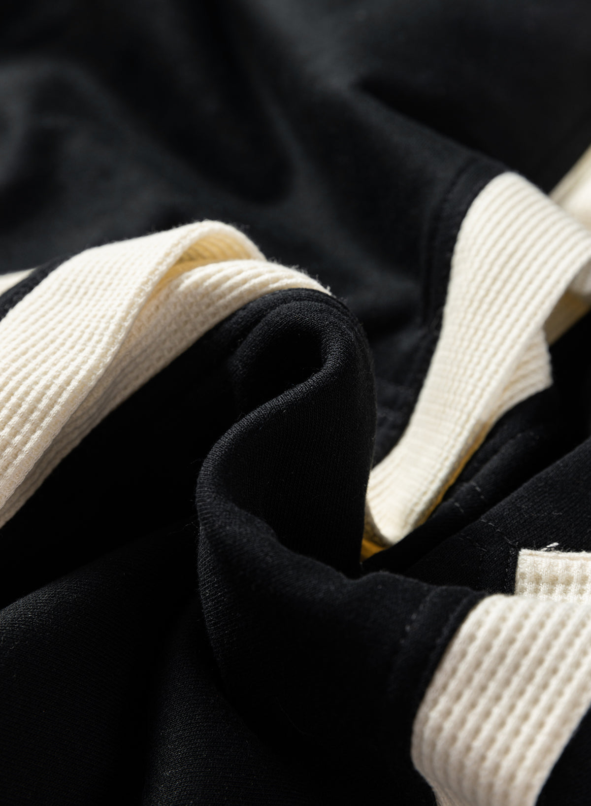 Waffle Knit Colorblock Patchwork Buttoned Hoodie
