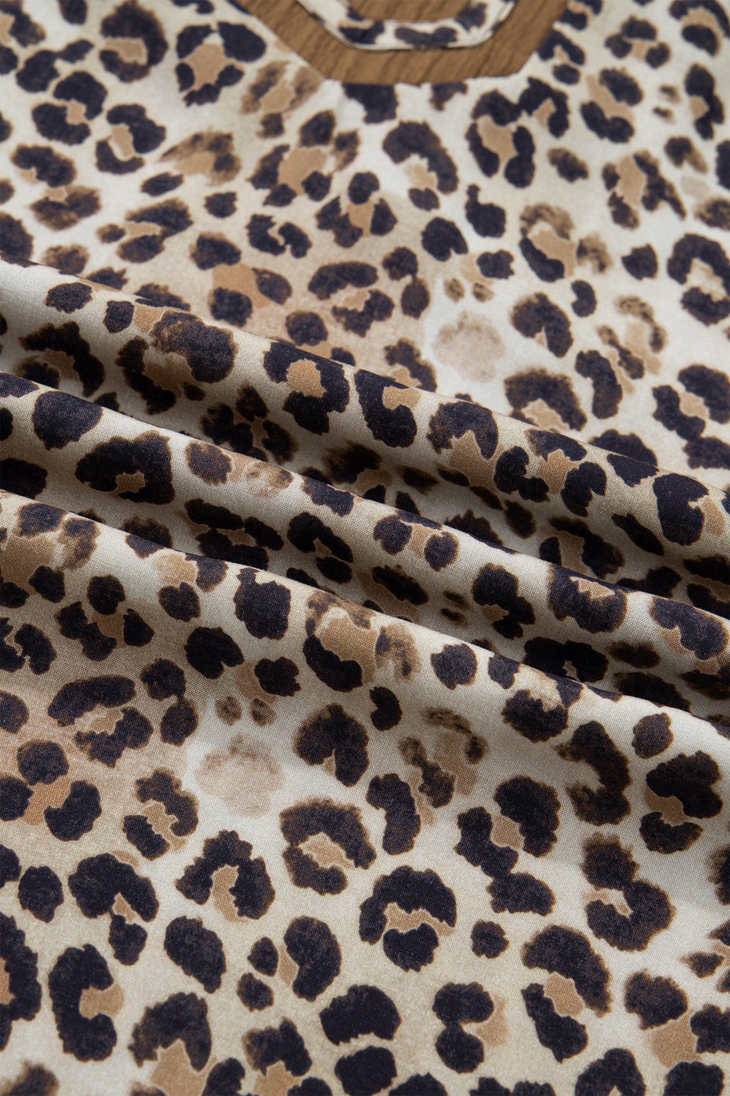 Plus Size Leopard Crinkled V-Neck Blouse