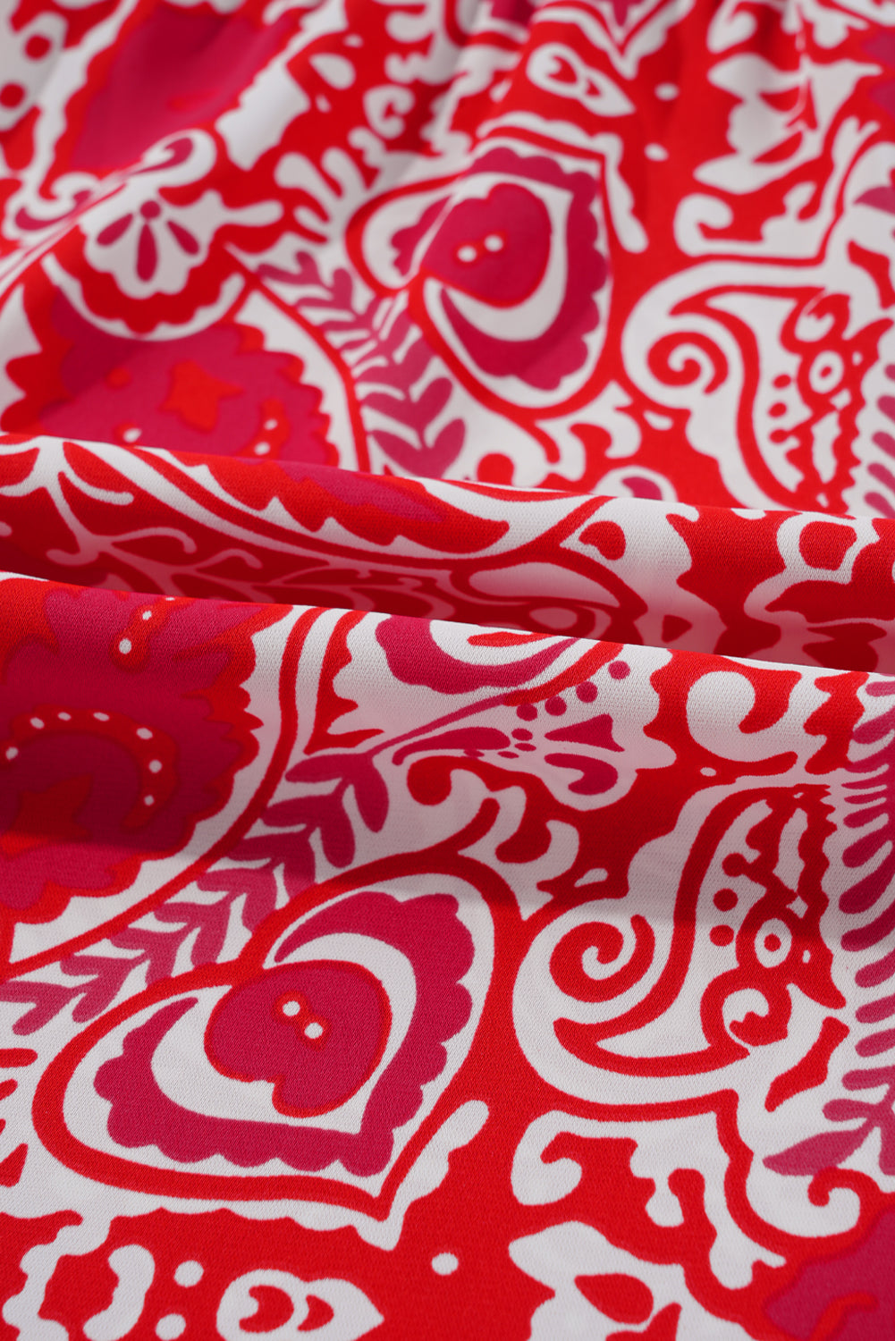 Paisley Side Slit Puff Sleeve Maxi Dress