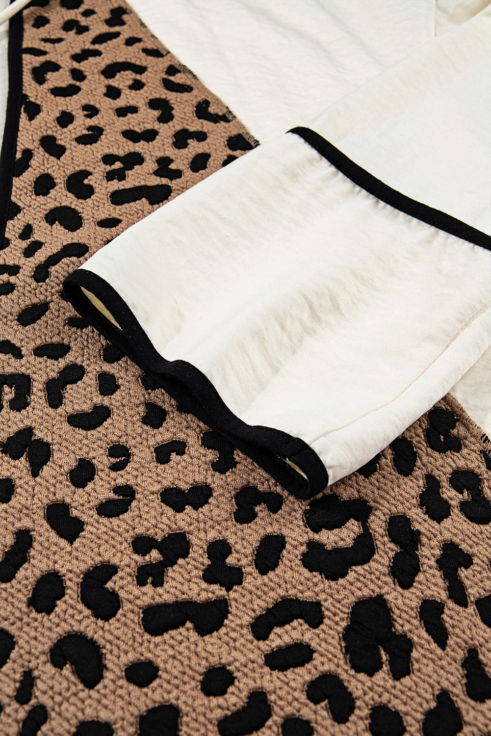 Leopard Star Patchwork Open Front Hooded Jacket