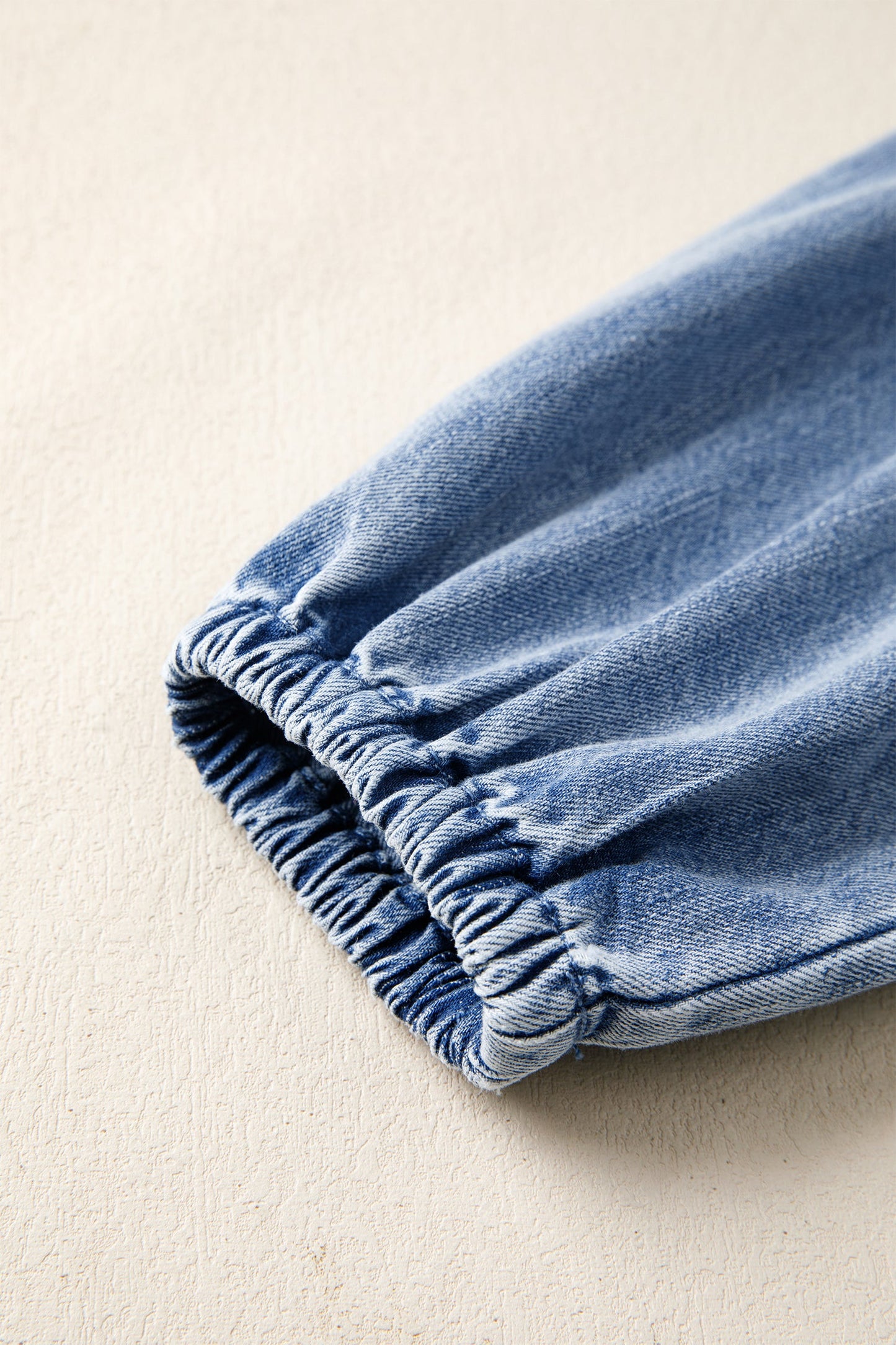 Denim Puff Sleeve Tie V-Neck Ruffle Dress