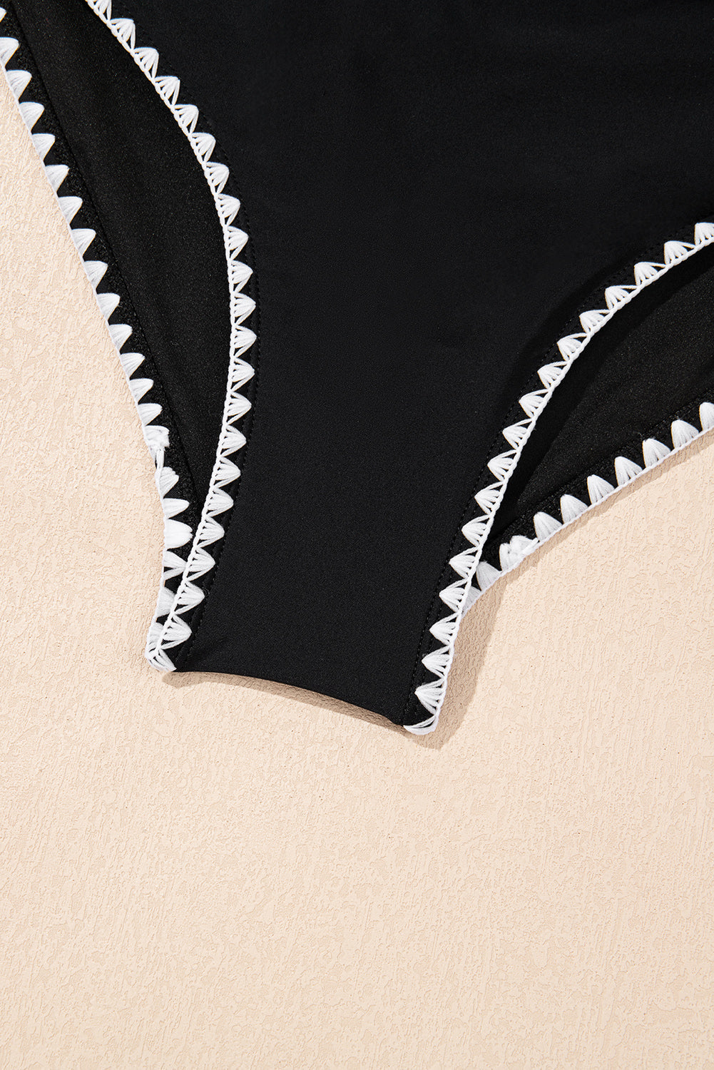 Ric-Rac Trim Contrast Patchwork Cutout Swimsuit