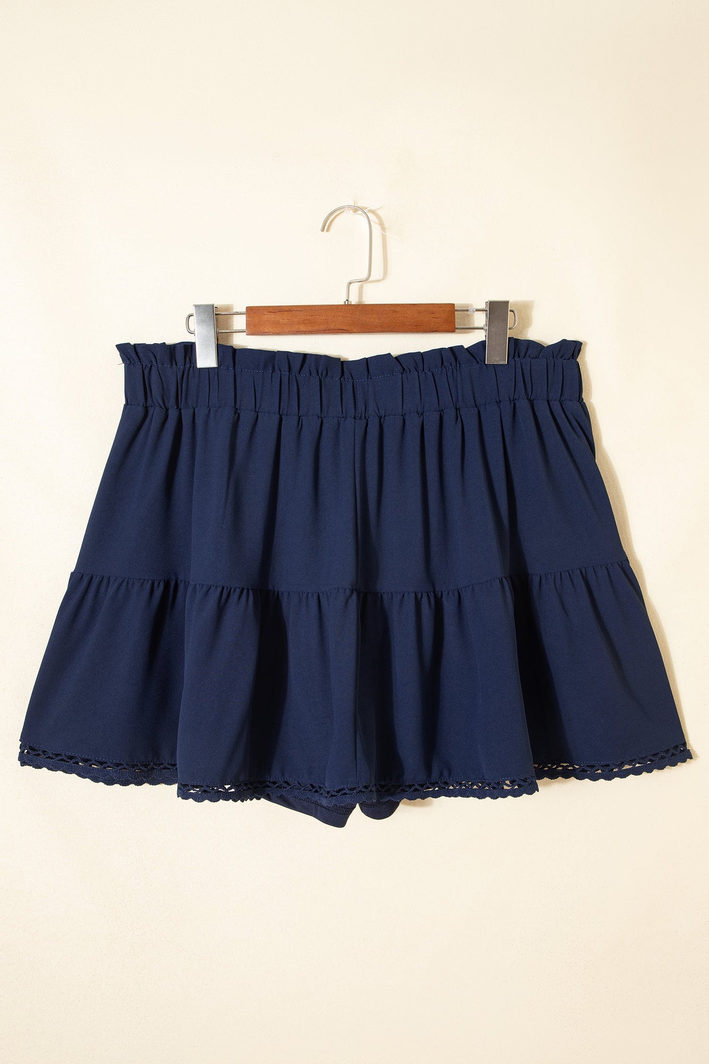 Plus Size Boho Frilled Elastic Waist Shorts