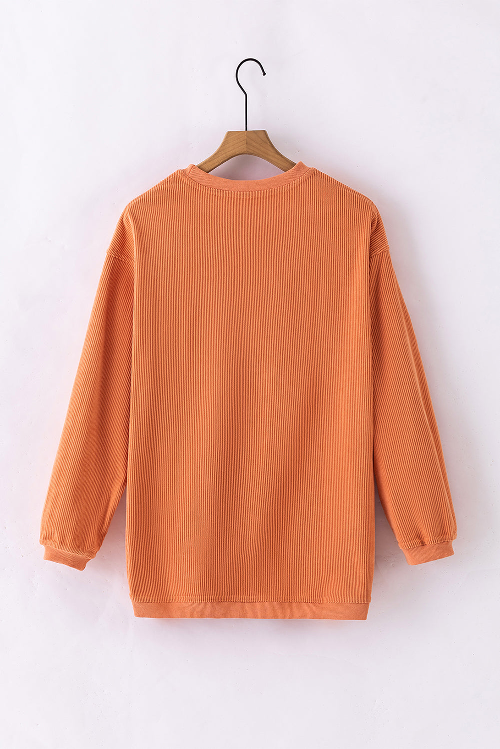 Solid Ribbed Corduroy Long Sleeve Oversized Sweatshirt