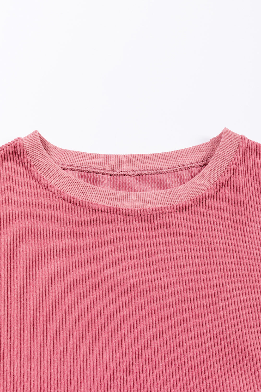 Solid Ribbed Corduroy Long Sleeve Oversized Sweatshirt