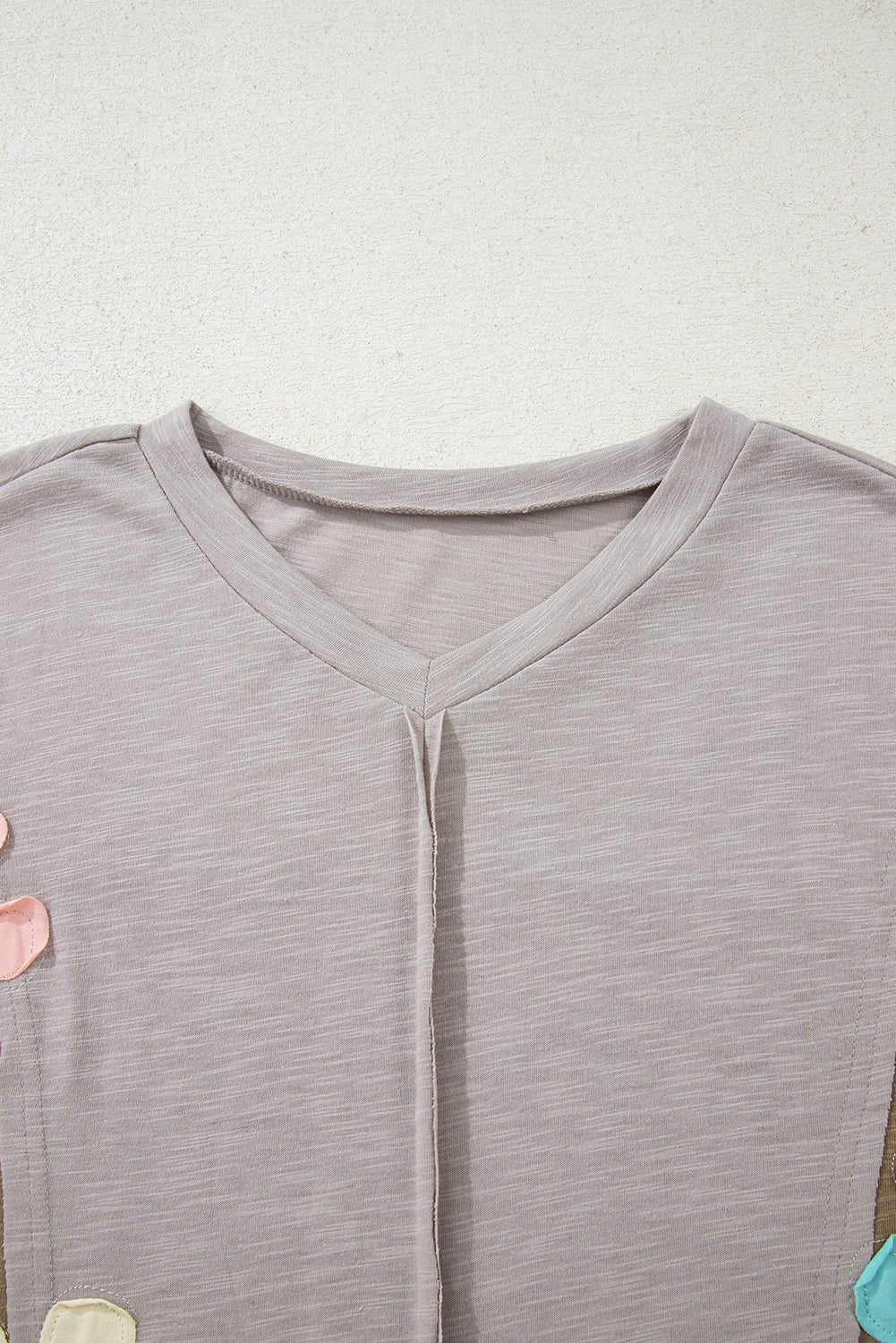 Flower Patch Exposed Seam Bracelet Sleeve T-Shirt