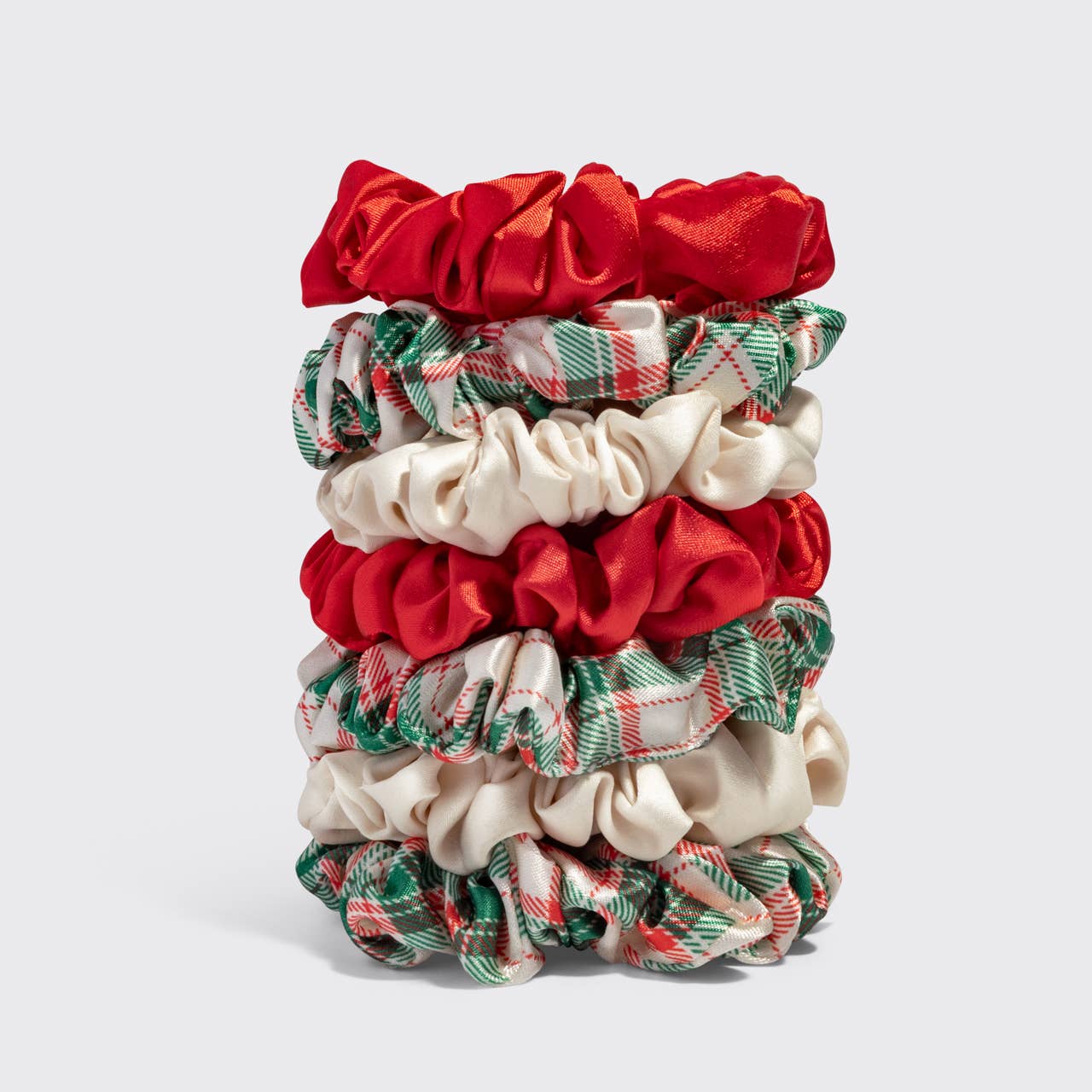 Holiday Ruched Satin Scrunchies 7pc Set by Kitsch