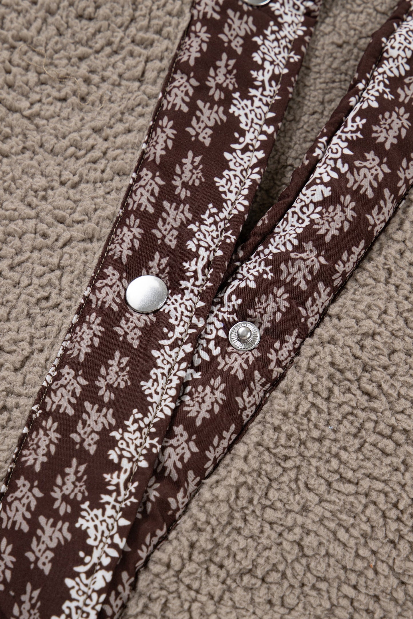 Floral Contrast Trim Fleece Side Bow Tie Vest