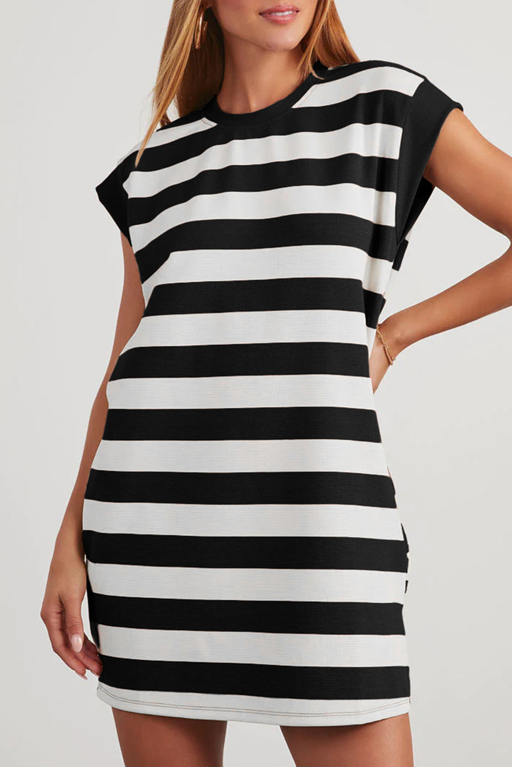 Stripe Cap Sleeve T-Shirt Dress