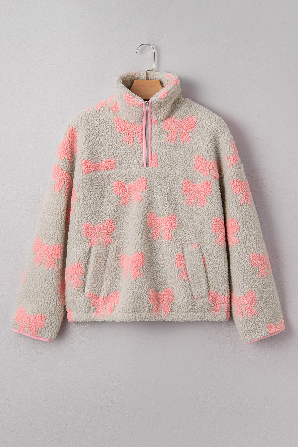 Bow Tie Sherpa Quarter Zip Sweatshirt