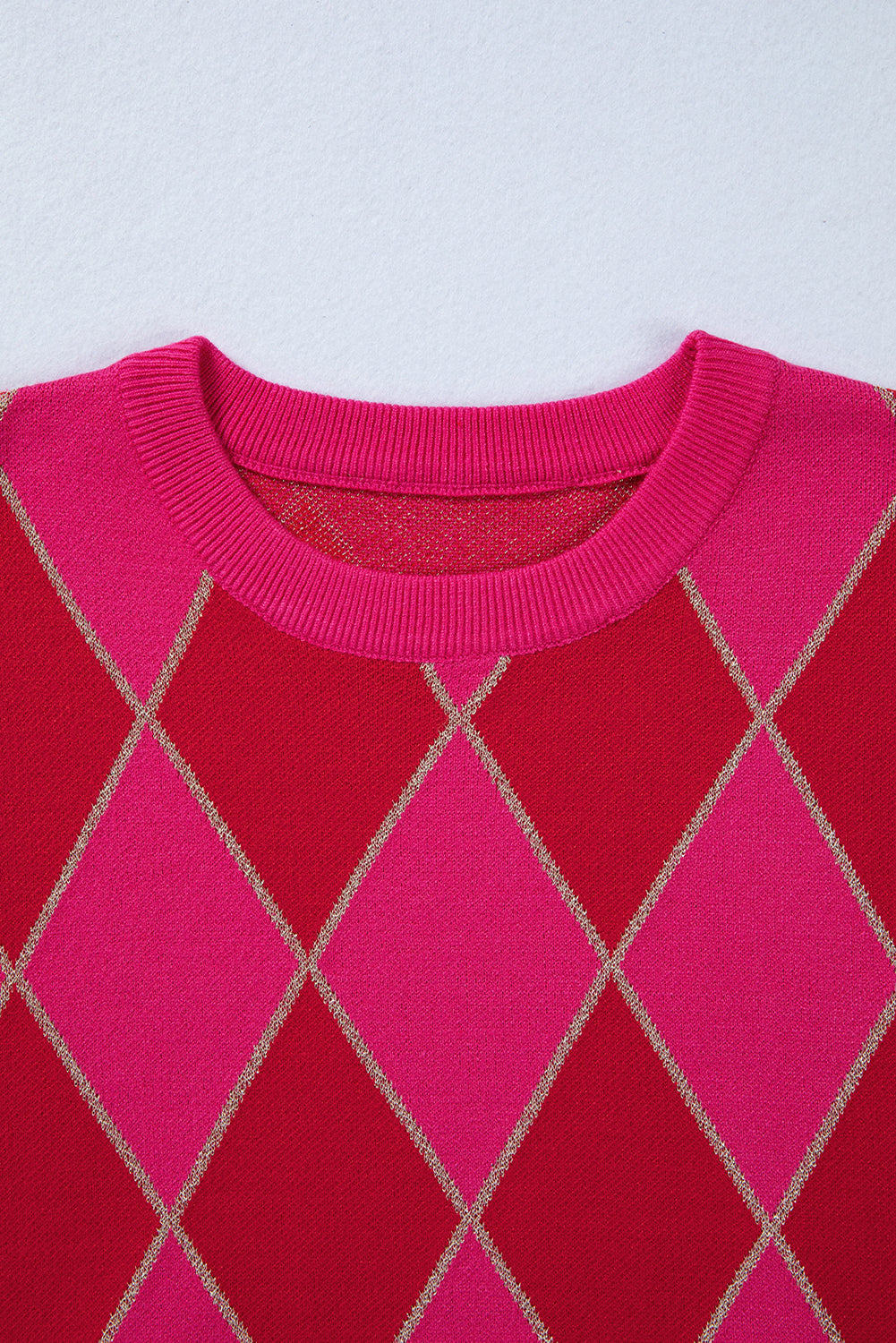 Glitter Rhombus Geometric Knit Crewneck Sweater
