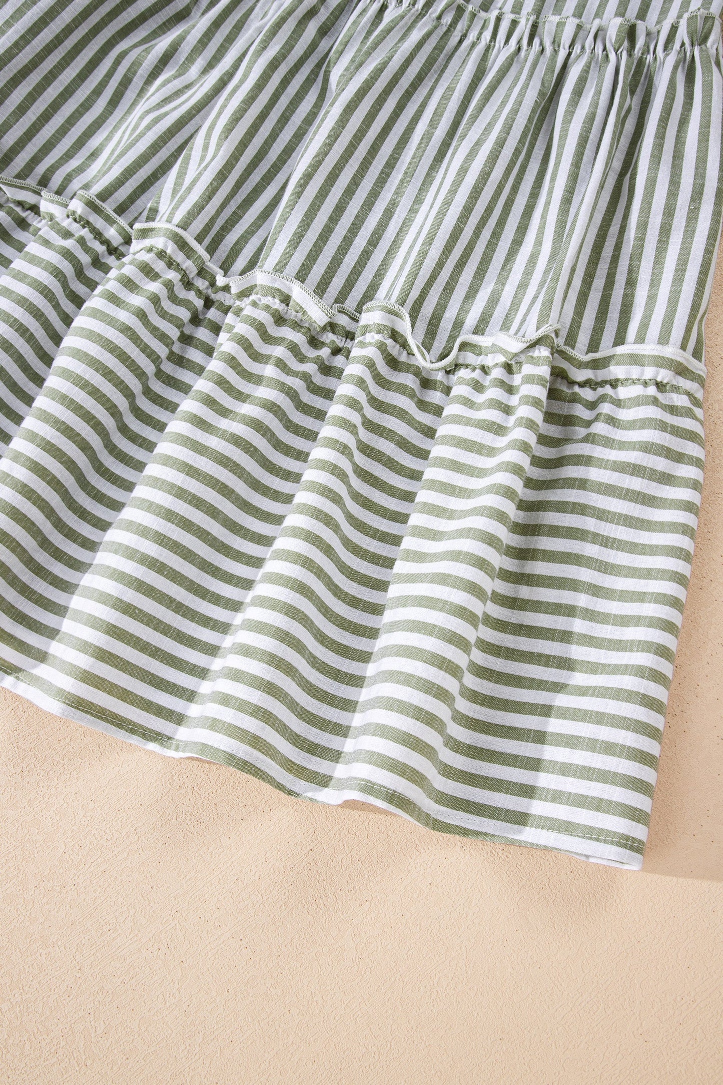 Stripe Tassel Tie-Neck Ruffle Tiered Dress
