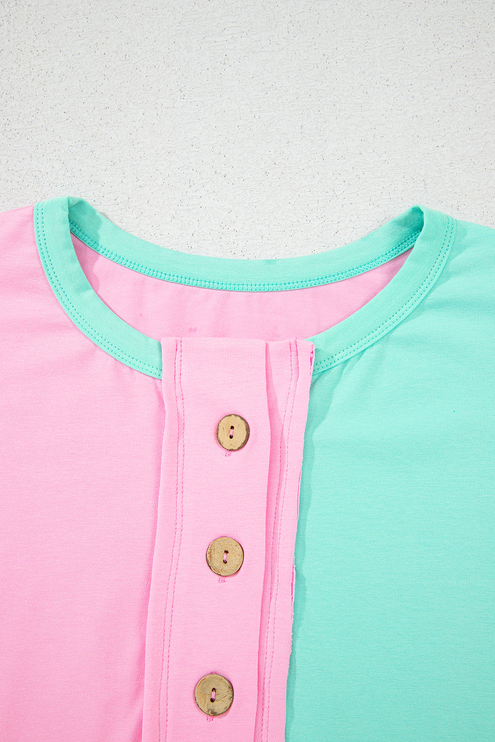 Two Tone Half Button Collared T-Shirt
