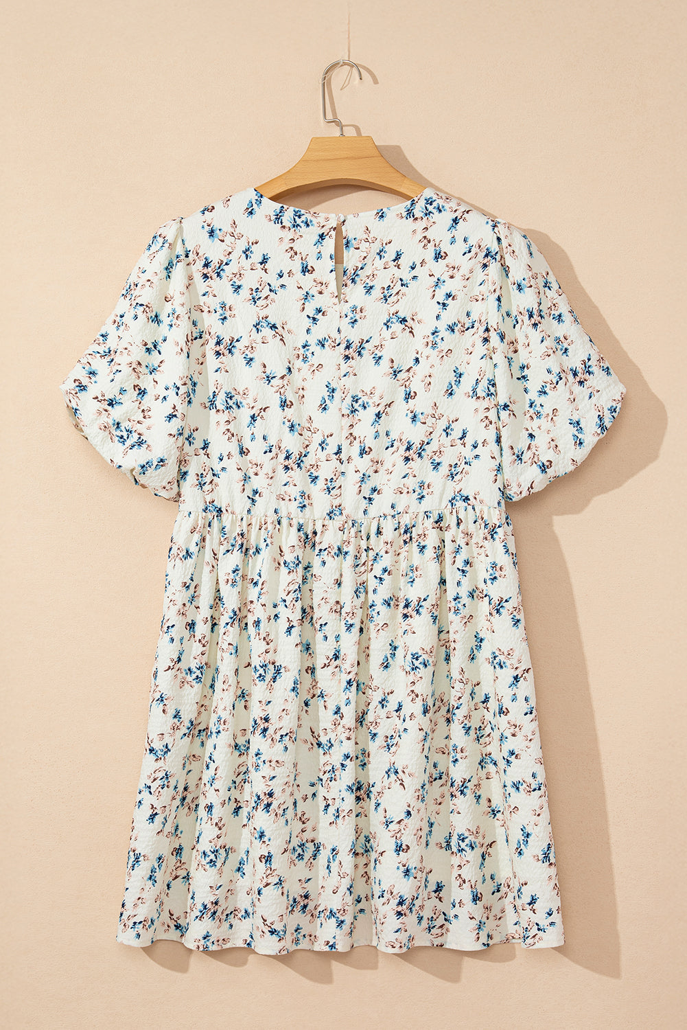 Floral Puff Sleeve Empire Waist Mini Dress