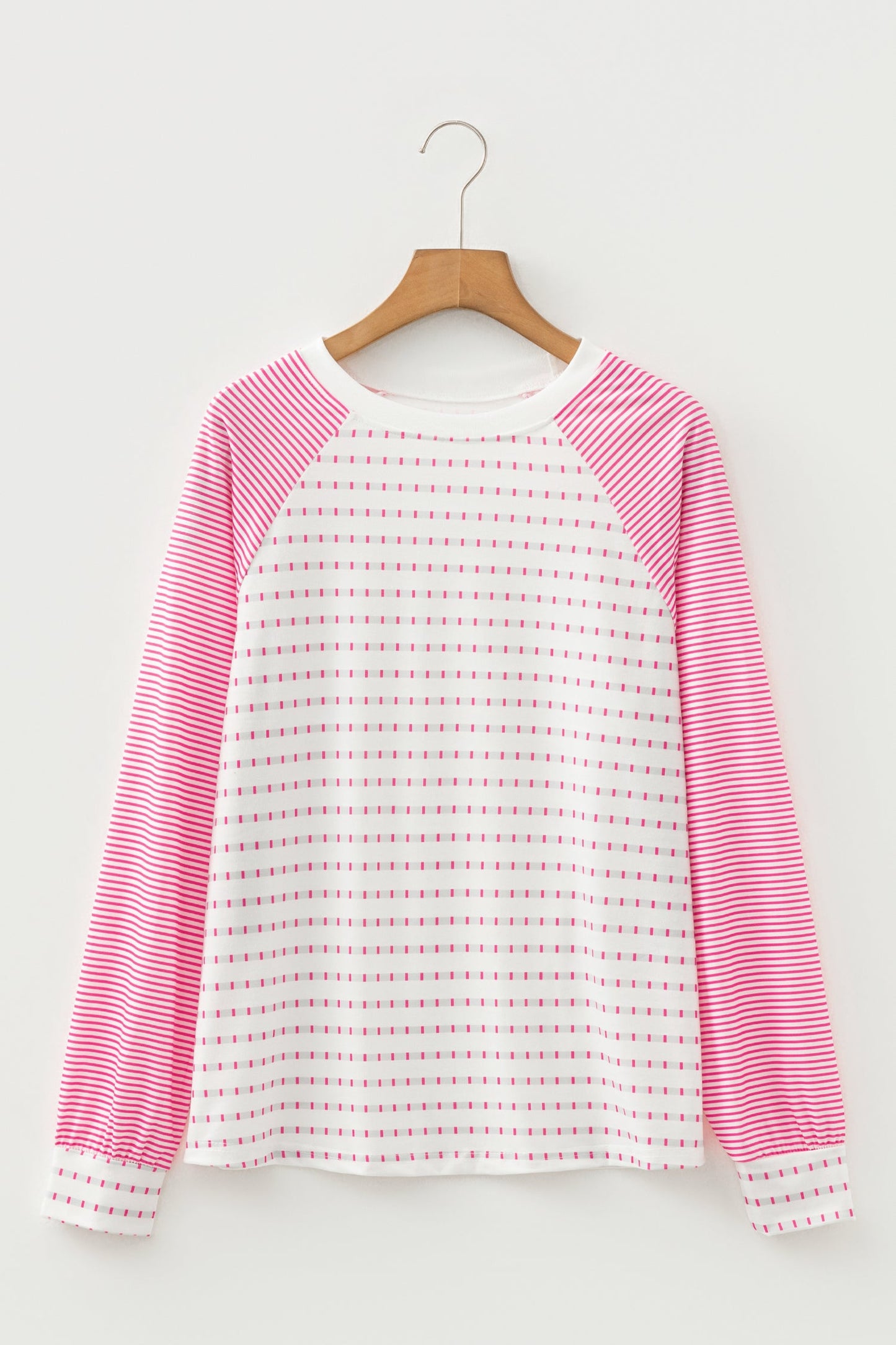 Stripe Raglan Patchwork Long Sleeve Top