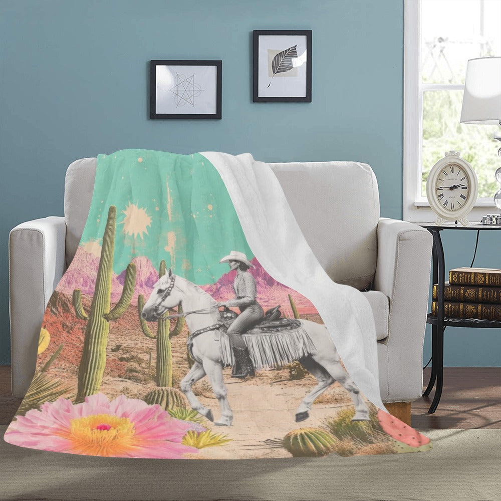 Desert Cowgirl Throw Blanket 60" x 80" Made in USA