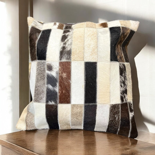 Rectangle Patchwork cowhide pillow 16”