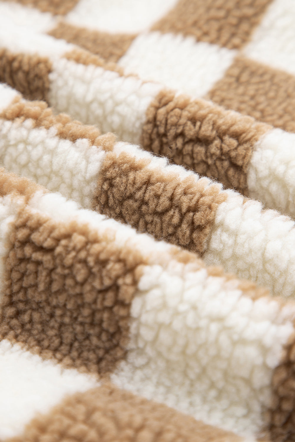 Checker  Sherpa Buttoned Front Chunky Jacket