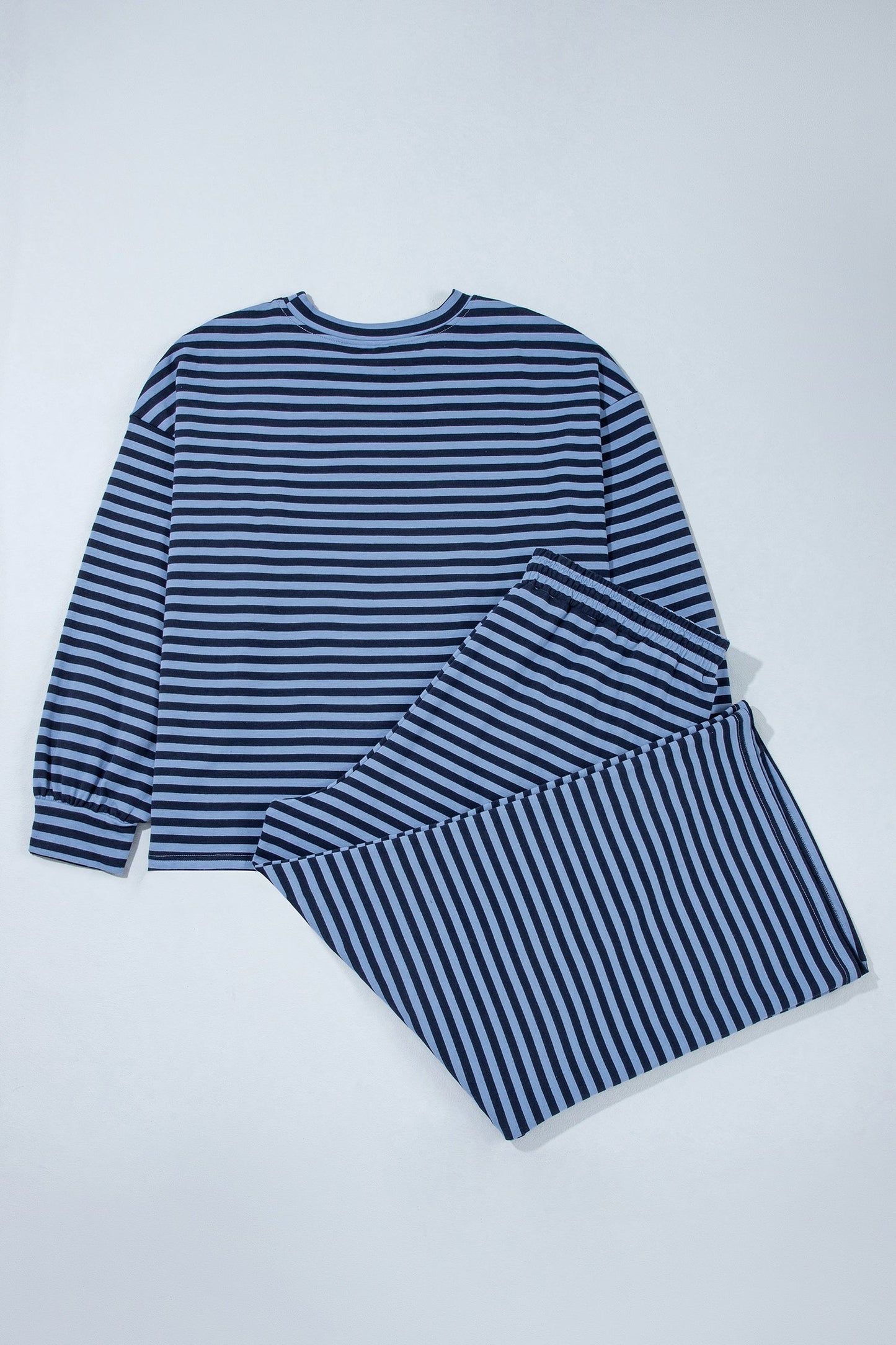 Plus Size Stripe Long Sleeve Top & Pants Set