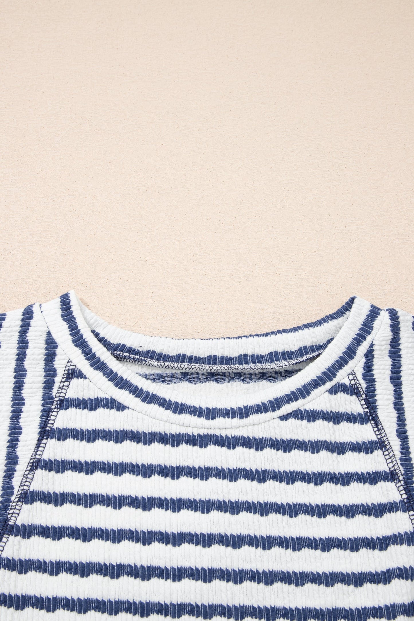 Stripe Textured Knit 3/4 Sleeve Top