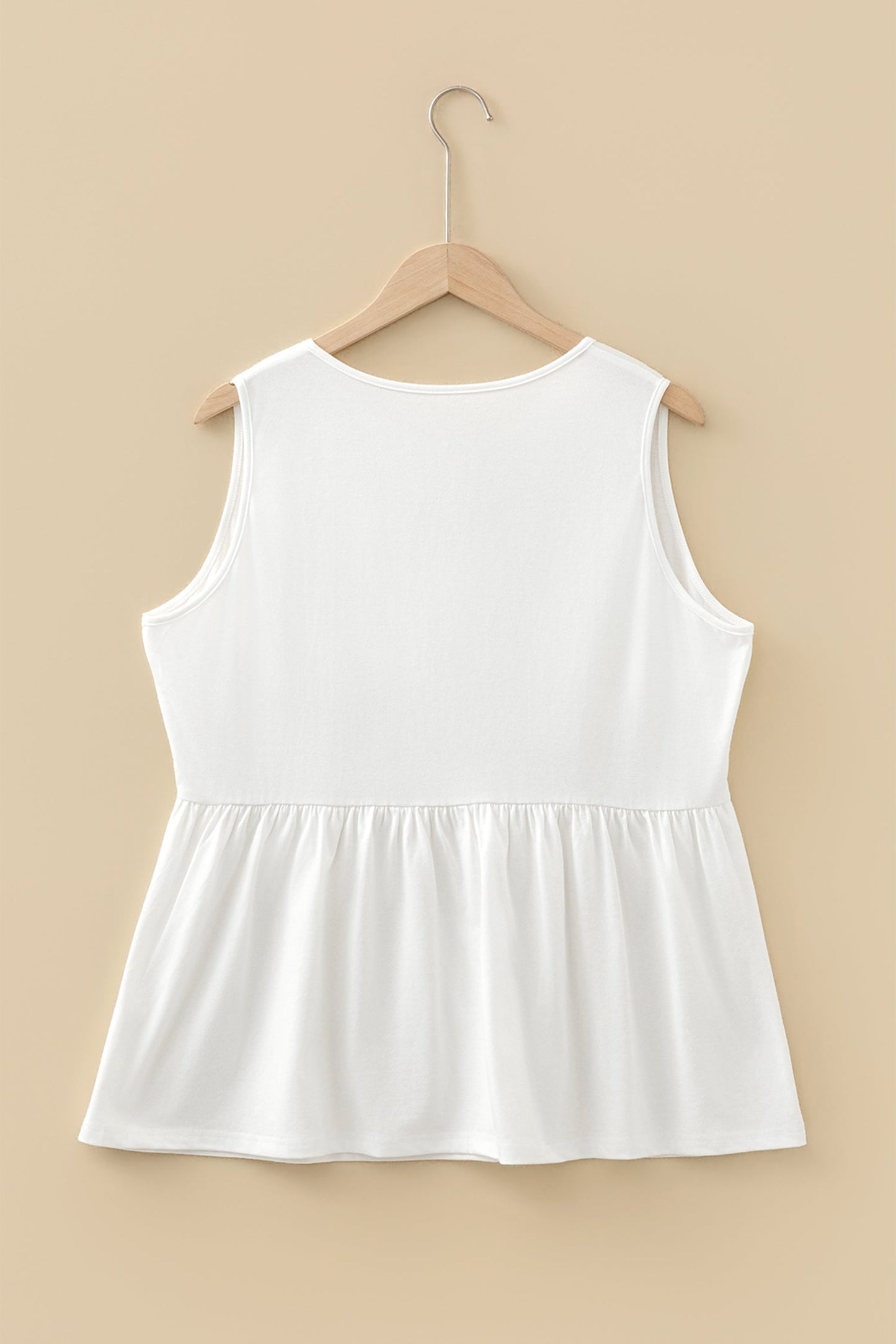 Plus Size Solid Bow-Tie Peplum Tank Top