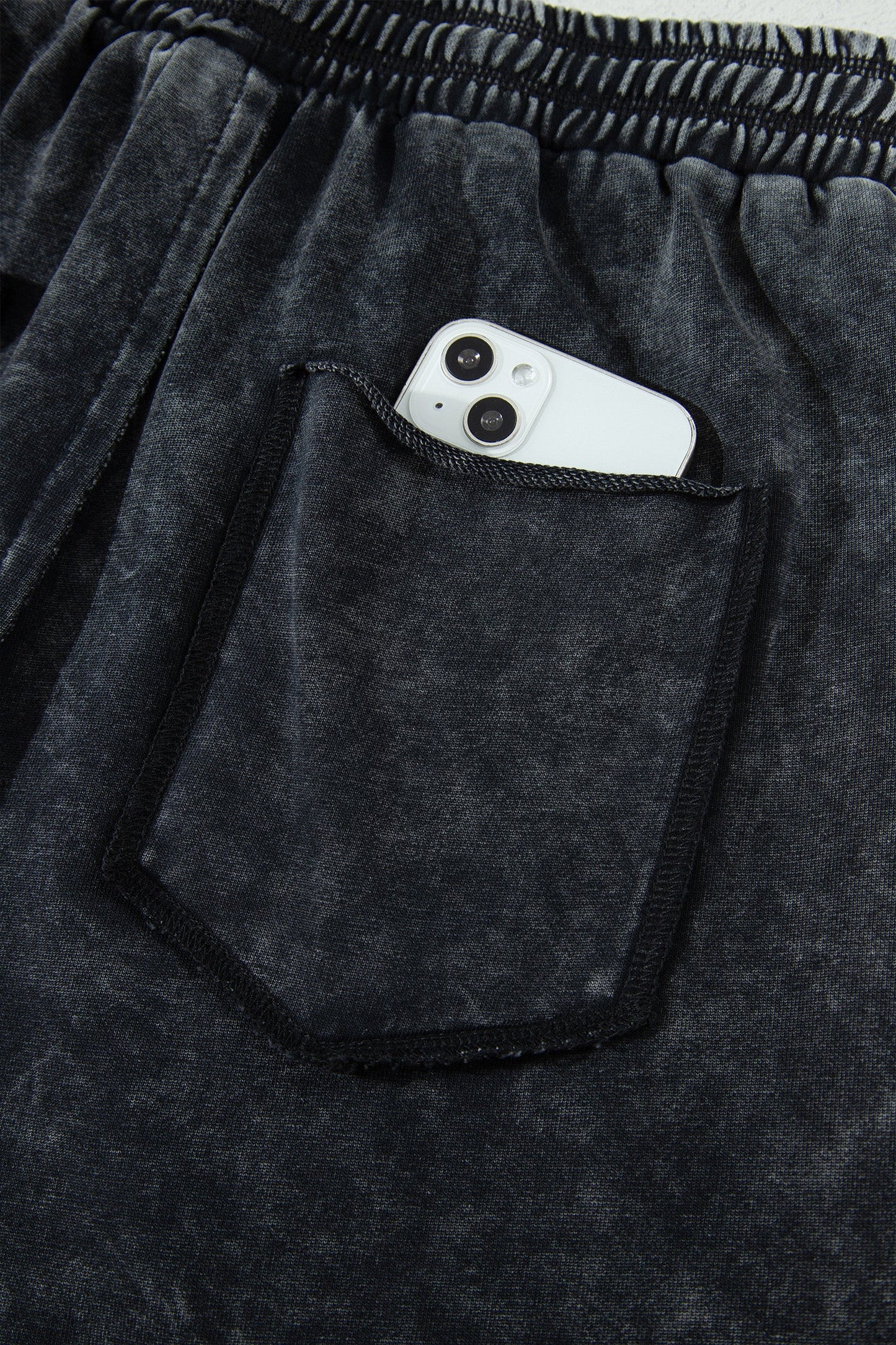 Mineral Wash Raw Seam Drawstring Waist Barrel Pants