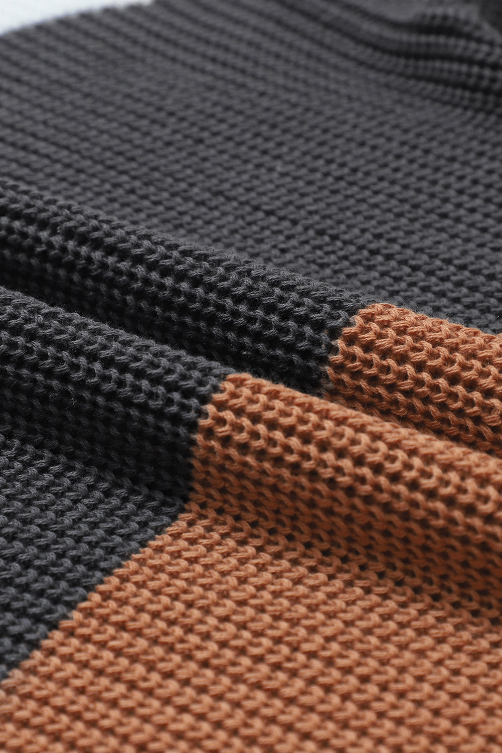 Colorblock Stripe Round Neck Pullover Sweater