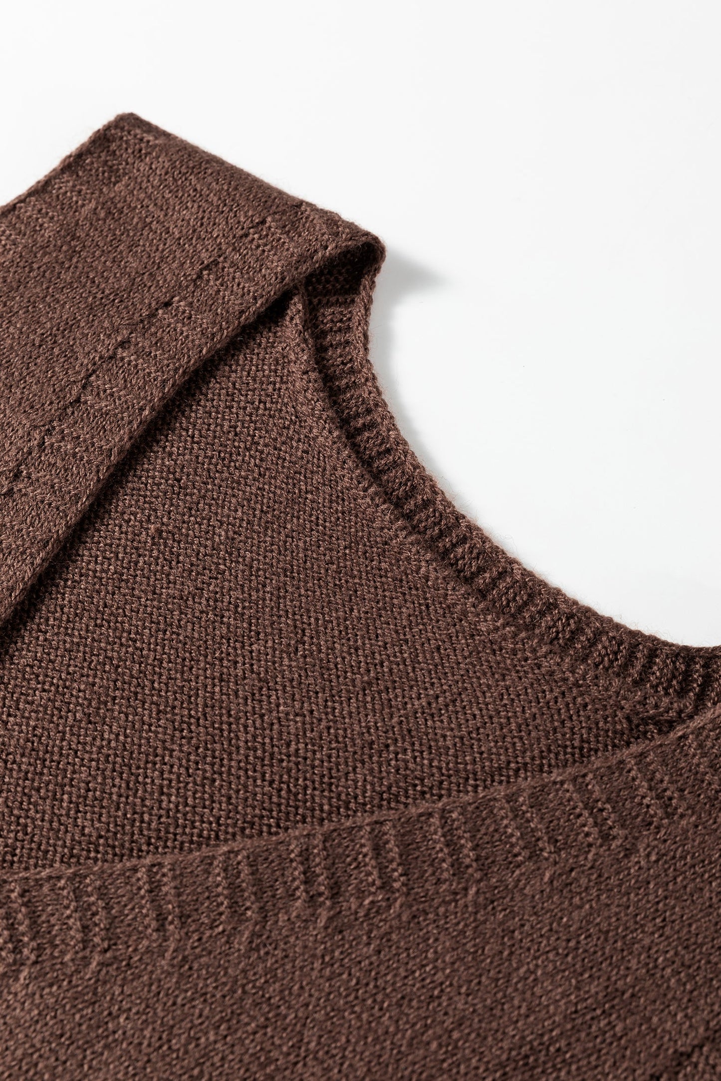 Solid Ribbed Trim Deep V-Neck Sleeveless Tunic Sweater