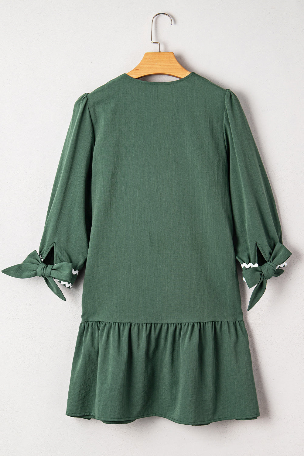 Colorblock Ricrac Trim Button 3/4 Sleeves Mini Dress