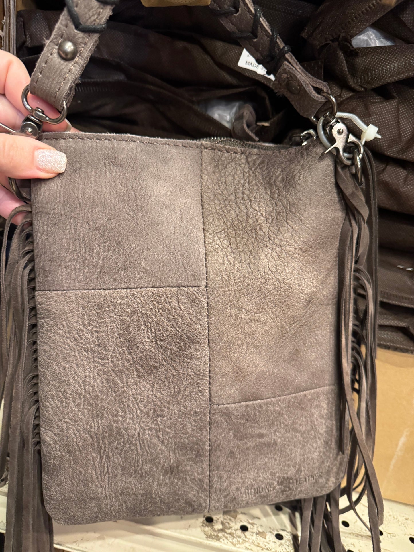 Aztec Diamond Stitched Cowhide Crossbody Purse