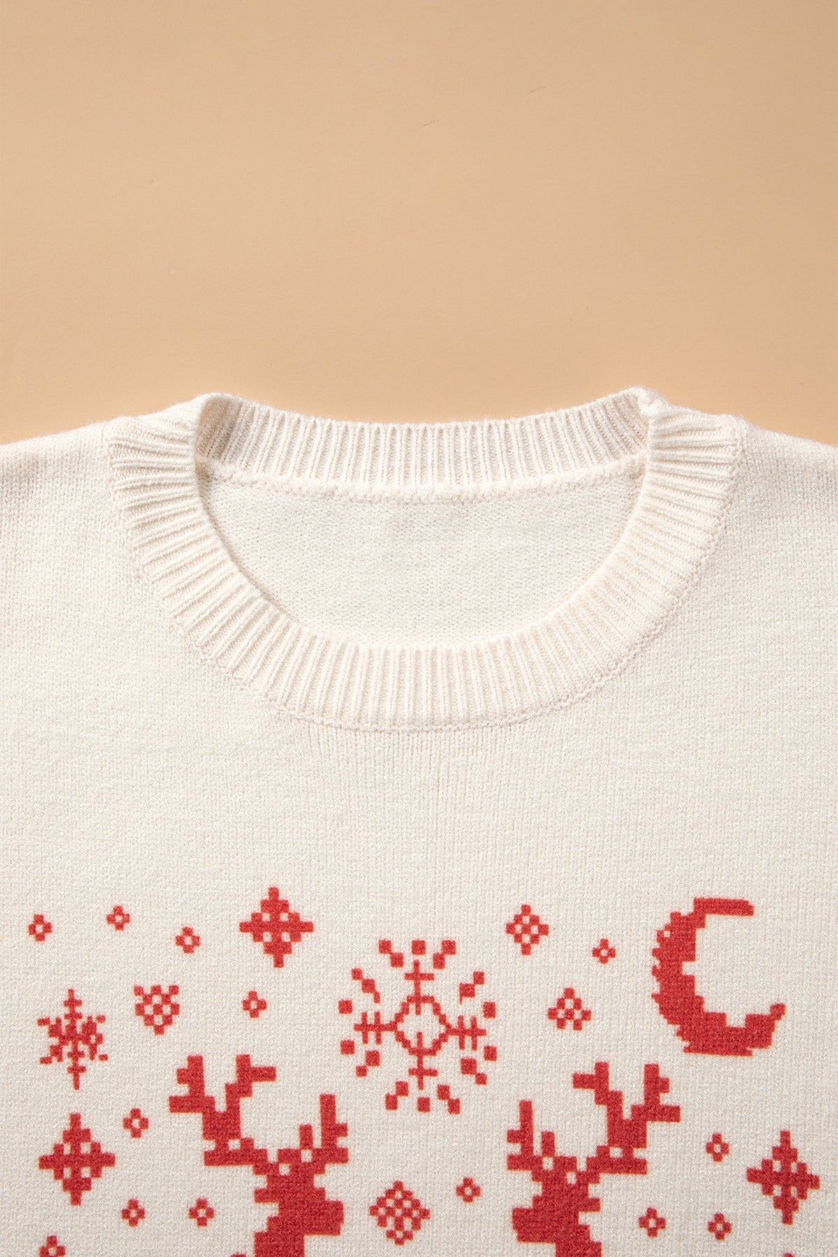 Christmas Snowflake Reindeer Graphic Print Sweater