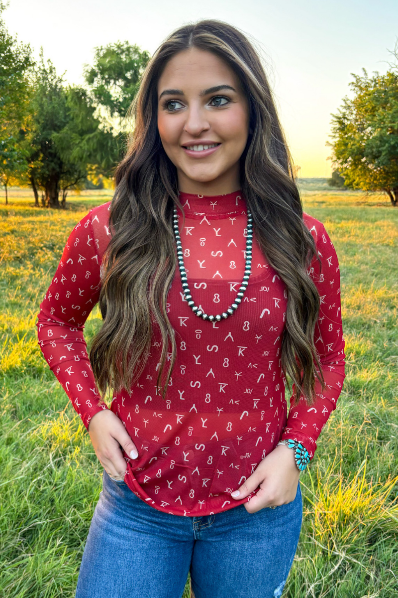 Red Dirt Branded Mesh Top By Sterling Kreek