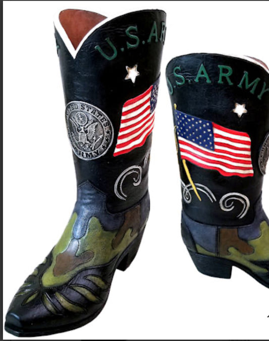 RA7146 US Army Flag Camo Boot Vase
