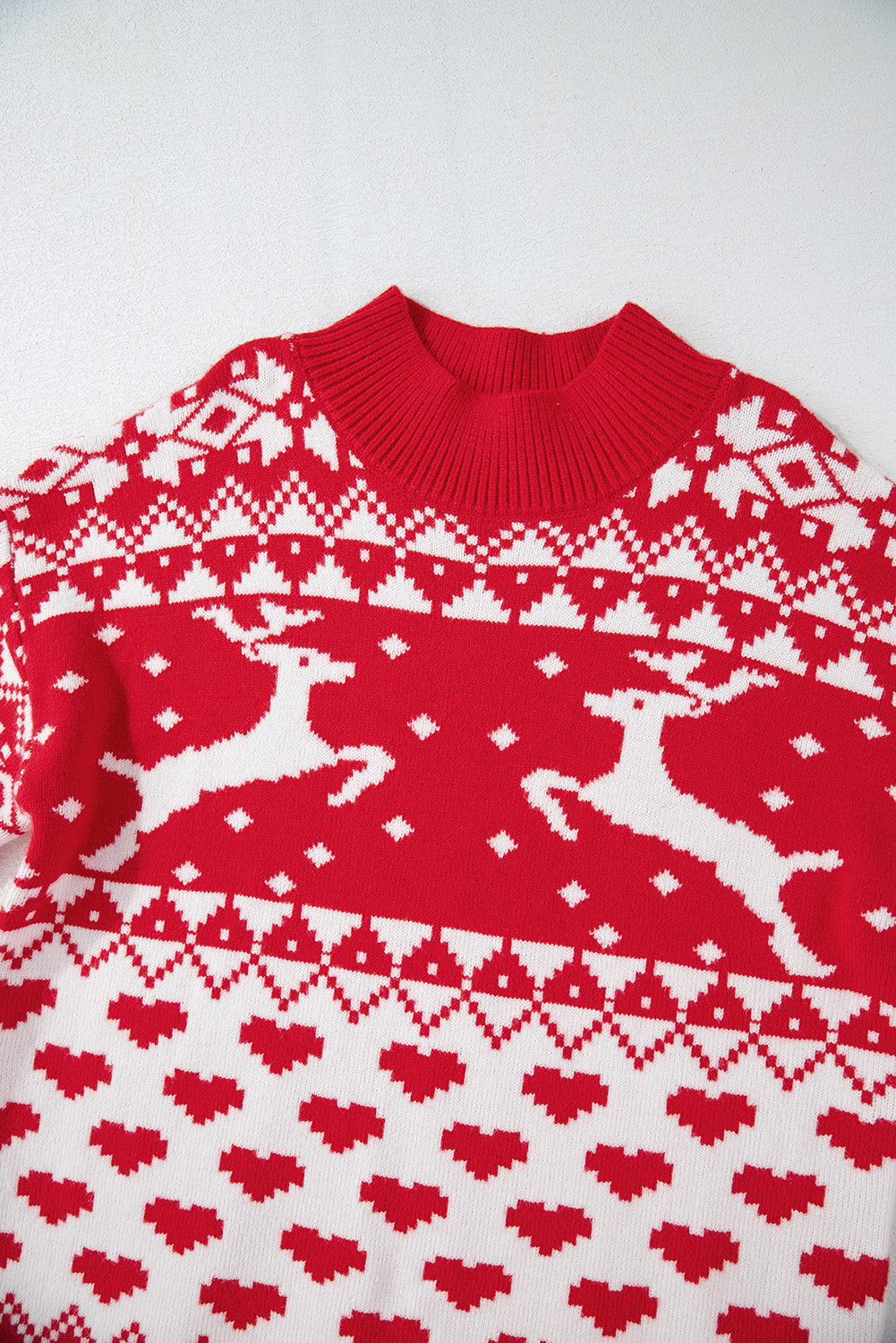 Christmas Reindeer and Heart High Neck Sweater