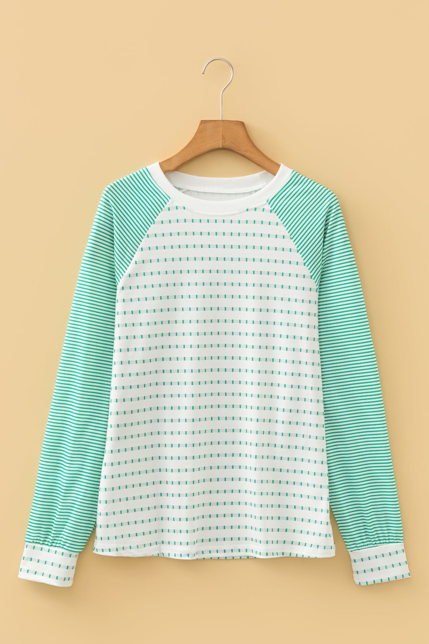 Stripe Raglan Patchwork Long Sleeve Top