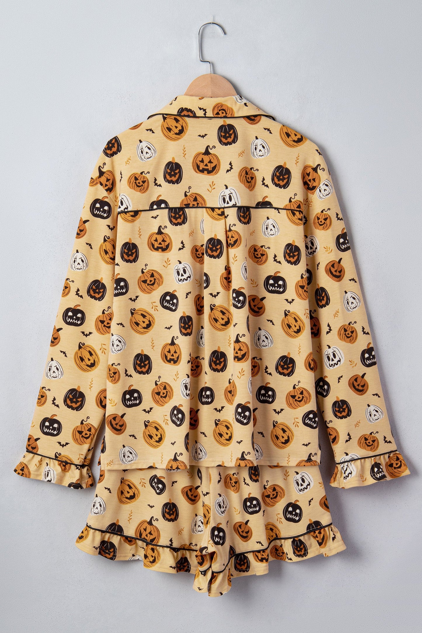 Halloween Jack-O-Lantern Ruffle Top & Shorts Lounge Set