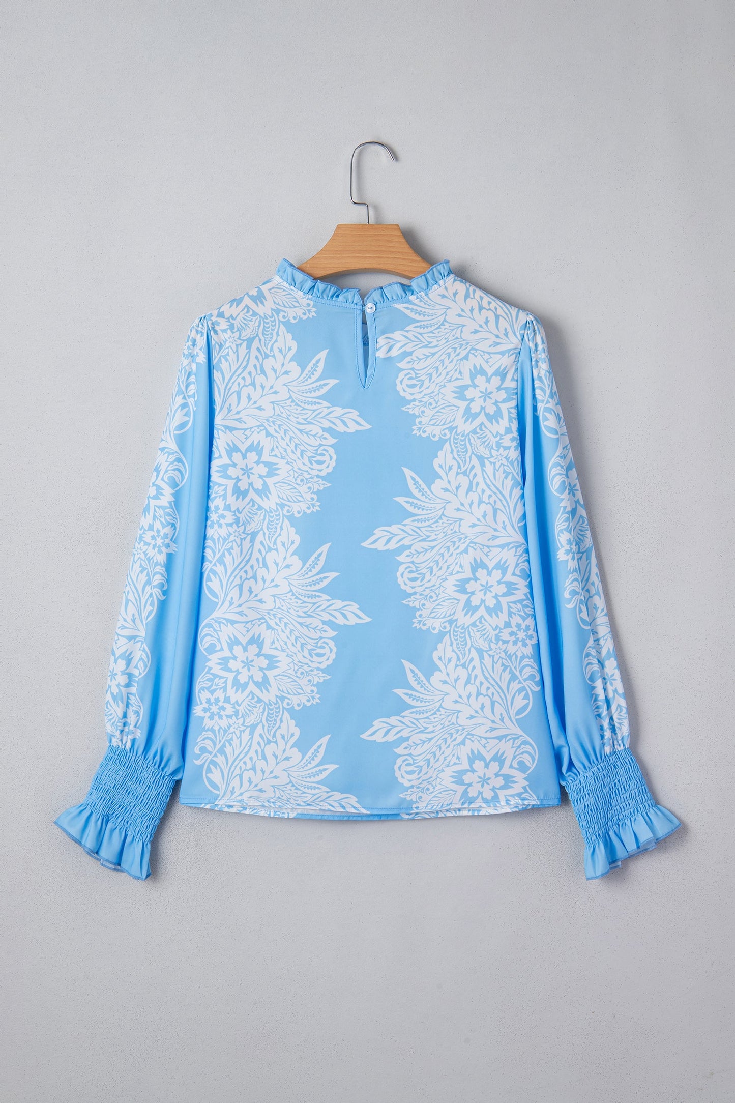 Floral Ruffle Collar Puff Long Sleeve Blouse